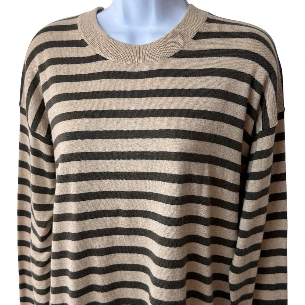 Velvet by Graham and Spencer Alister Striped Crewneck Sweater Cashmere Blend S